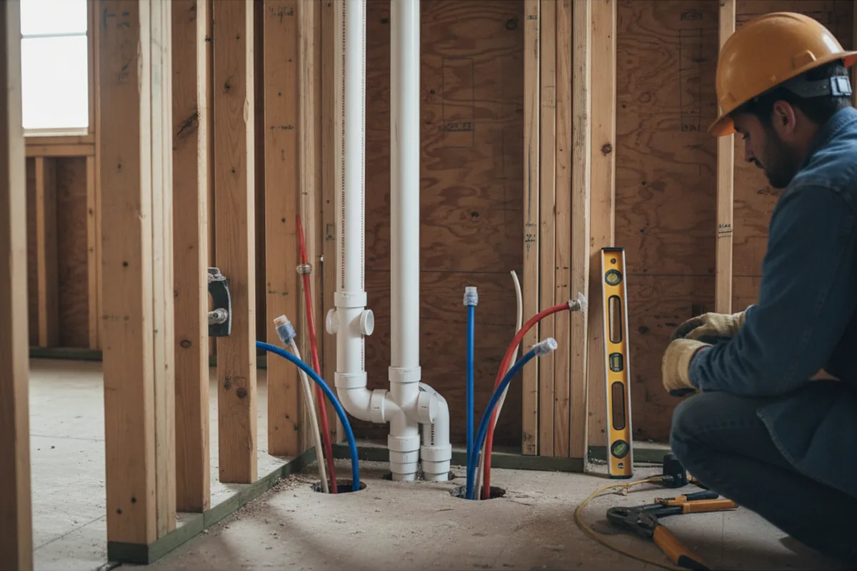 Drain and supply rough-in during Leak Detection in Red Bud